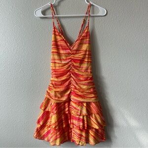 Wild Fable Coral and Yellow Patterned Dress